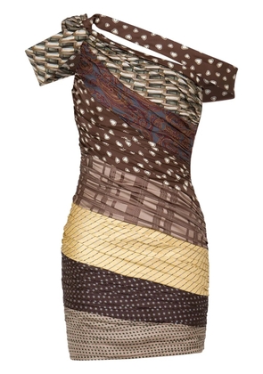 Moschino patchwork-design sleeveless dress - Brown