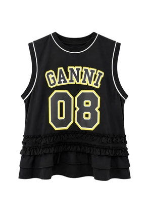 GANNI ruffled oversized tank top - Black