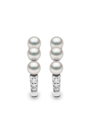 Yoko London 18kt white gold Eclipse Akoya pearl and diamond hoop earrings - Silver