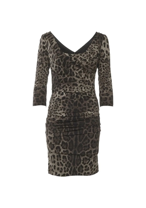 Dolce & Gabbana Pre-Owned leopard-print ruched dress - Neutrals