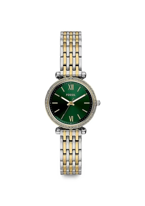 FOSSIL mini Carlie crystal-embellished 28mm watch - Green