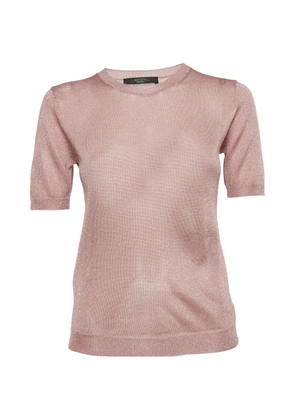 Weekend Max Mara Lurex-knit crew-neck top - Pink