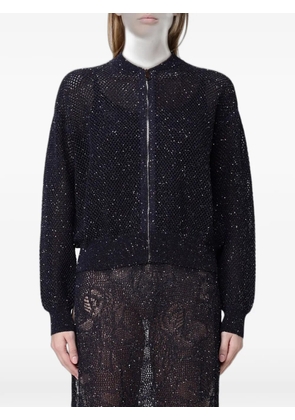 Fabiana Filippi sequin-embellished open-knit cardigan - Blue
