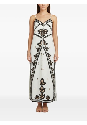 424 embroidered slit midi dress - Neutrals