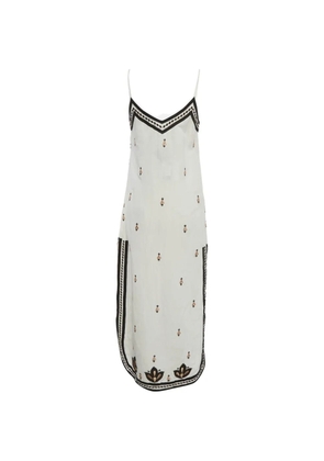 424 embroidered slit midi dress - Neutrals