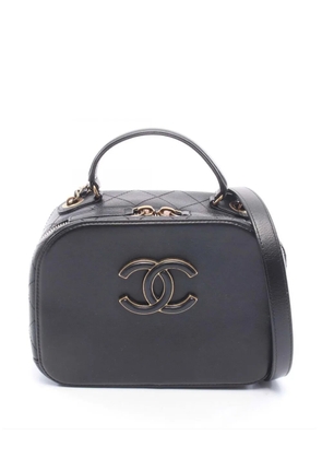 CHANEL Pre-Owned 2017-2018 Goatskin and Quilted Calfskin Coco Curve Case vanity bag - Black