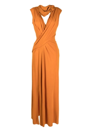 Alberta Ferretti draped crossover-detail maxi dress - Orange