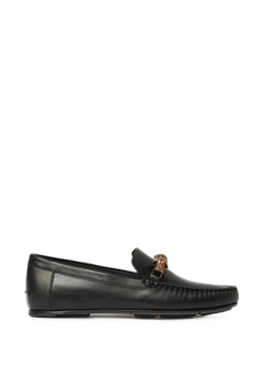 Manolo Blahnik animal-plaque leather loafers - Black
