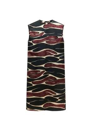 Marni black viscose dress with crimson flow print