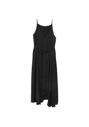 MOUTAKI V-neck belted asymmetric midi dress - Black