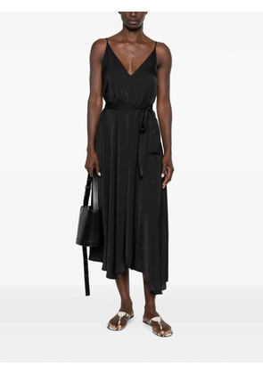 MOUTAKI V-neck belted asymmetric midi dress - Black