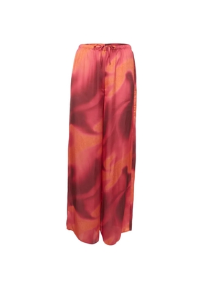 Les Rêveries abstract-print satin trousers - Red