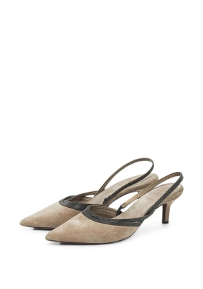 Brunello Cucinelli embellished slingback pumps - Neutrals