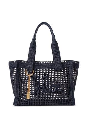 Chloé logo-embroidered open-knit tote bag - Blue