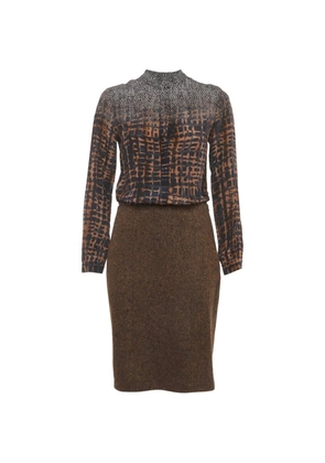 Max Mara abstract-print tweed dress - Brown