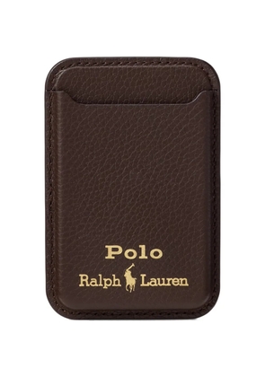 Polo Ralph Lauren magsafe pebbled logo-detail leather card case - Brown