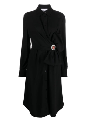 Moschino bow-detail buttoned shirt dress - Black