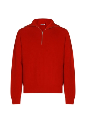 Jil Sander ribbed half-zip sweater - Red