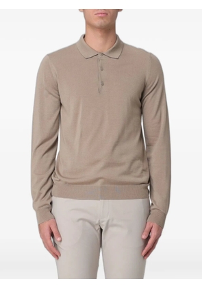 K-Way Rey Wool Merino longsleeved polo shirt - Neutrals