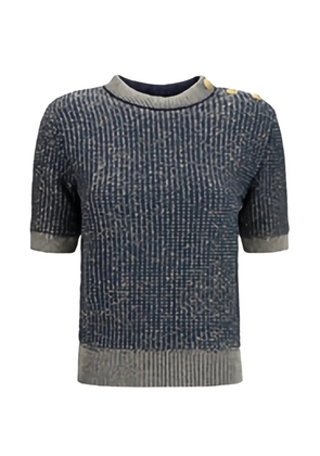 Balmain sequin-embellished button-detail sweater - Blue