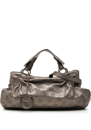 Ferragamo Pre-Owned 2010-2026 Perforated Metallic Calfskin Gancini satchel - Brown