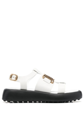 Tod's leather flatform logo plaque sandals - White