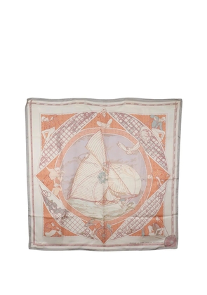 Hermès Pre-Owned 2021-2026 Voyage Au Long Cours Silk Scarf 90 scarves - White