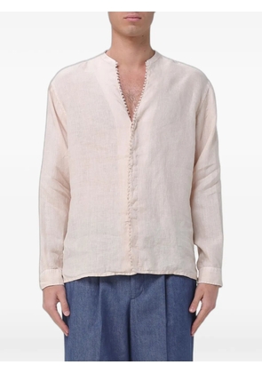 Emporio Armani crochet-trim linen shirt - Neutrals