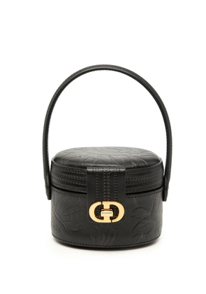 Christian Dior Pre-Owned 2022 Floral Embossed Calfskin CD Logo vanity bag - Black