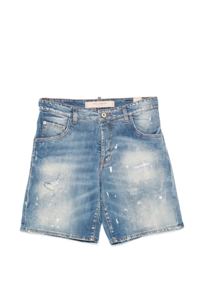 YES LONDON distressed paint-splatter shorts - Blue