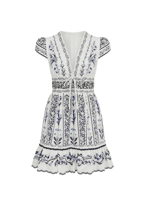 FARM Rio floral-print ruffled mini dress - White