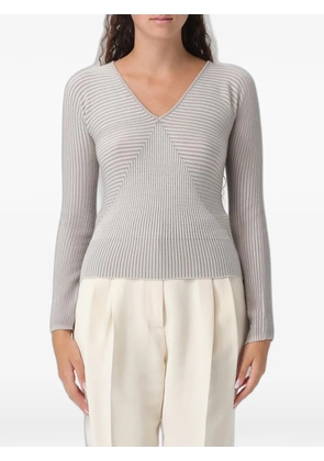Emporio Armani ribbed V-neck sweater - Grey
