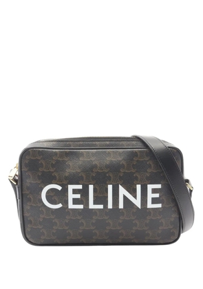 Celine Pre-Owned 2000-2026 Medium Triomphe Coated Canvas Logo crossbody bag - Black