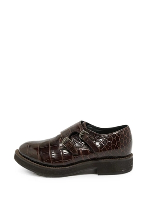 Brunello Cucinelli croc-embossed double-strap Oxford shoes - Brown