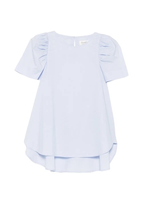 PSOPHIA gathered-shoulder curved-hem blouse - Blue