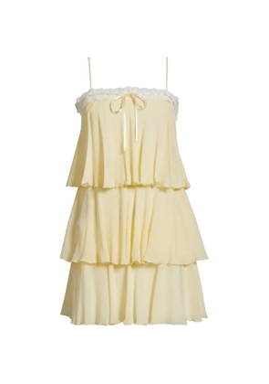 LoveShackFancy Cedra lace-trimmed tiered mini dress - Yellow