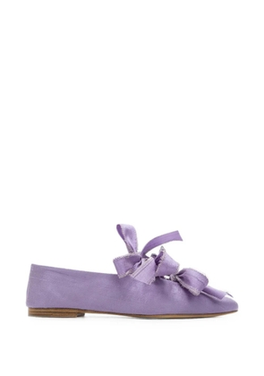 Sleeper Mille-feuille bow-detail silk ballet flats - Purple