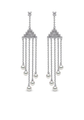 Yoko London 18kt white gold Sleek Akoya pearl and diamond earrings - Silver