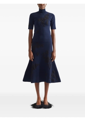 ERDEM jacquard short sleeve sweater - Blue