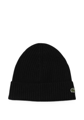 Lacoste ribbed-knit beanie hat - Black