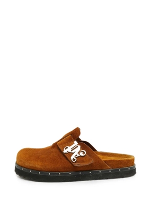 Palm Angels studded logo-detail mules - Brown