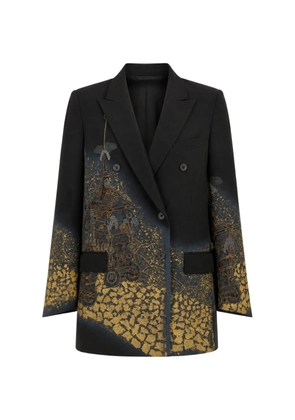 IBRIGU graphic-print double-breasted coat - Black