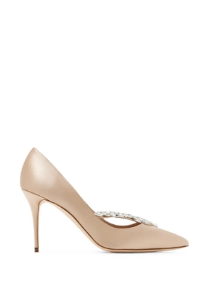 Manolo Blahnik Nadira crystal-embellished pointed-toe pumps - Neutrals