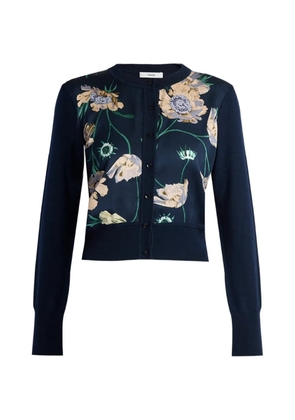 ERDEM floral-print cropped cardigan - Blue