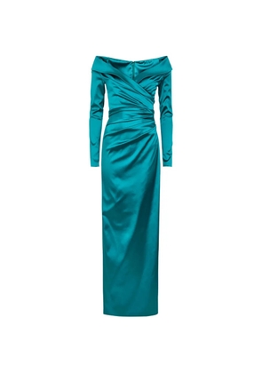 Talbot Runhof off-shoulder ruched-detailing maxi dress - Blue
