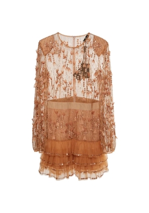 Elisabetta Franchi embroidered tulle dress - Neutrals