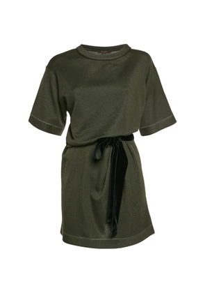 Louis Vuitton Pre-Owned velvet-trim knit dress - Green