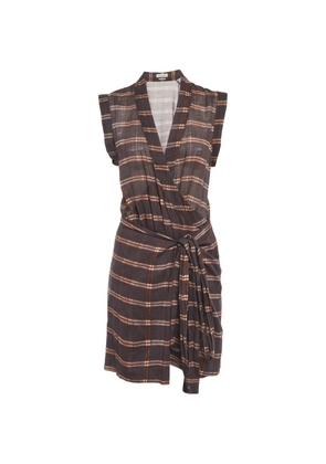 MARANT ÉTOILE plaid-print wrap mini dress - Grey