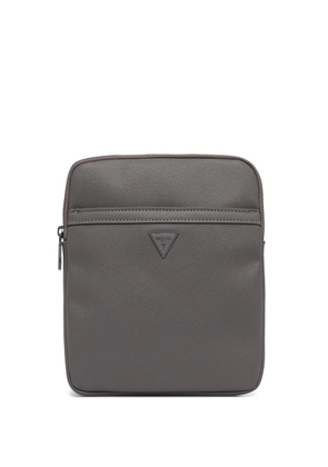GUESS USA logo-plaque cross-hatch messenger bag - Grey