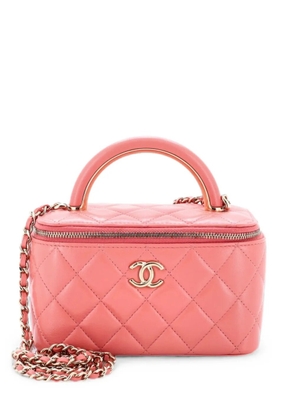 CHANEL Pre-Owned Charming Handle Vanity Case with Chain Quilted Lambskin Small satchel - Pink